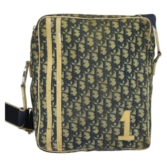 Authentic Christian Dior Trotter Canvas Shoulder Bag Navy Silver - Picture 5 of 16